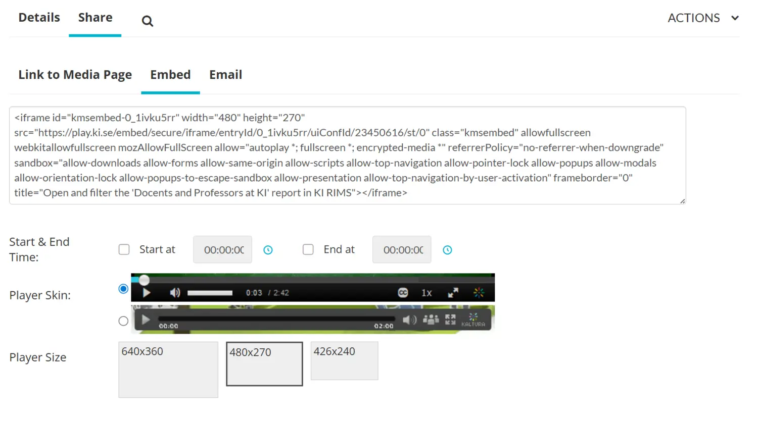 Hitta embed-koden i KI Play