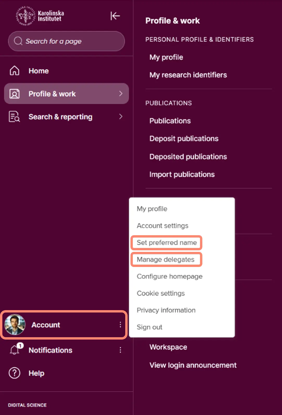 Account settings
