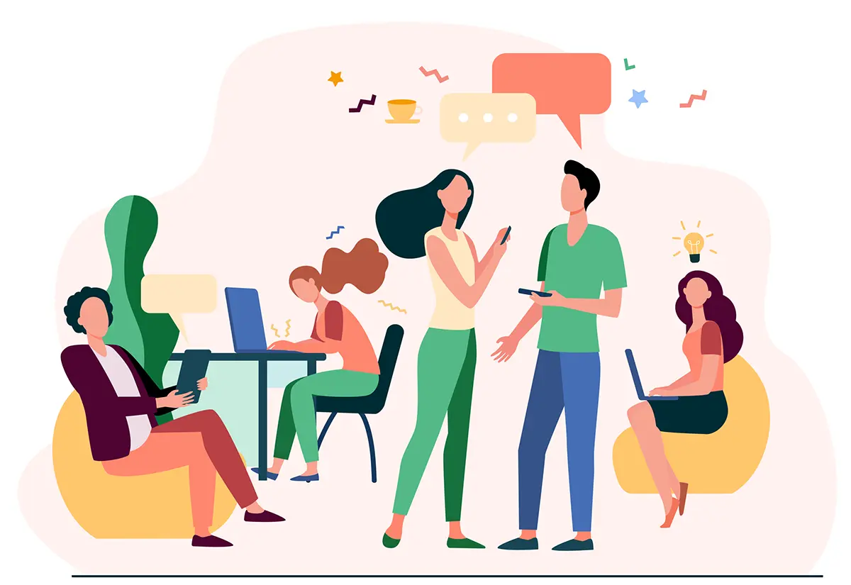 Dekorativ illustration som symboliserar olika roller i ett projekt