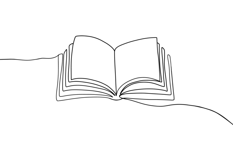 Grafisk illustration av en bok och en trygg person.