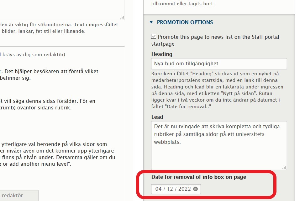 Skärmdump från ki.se:s CMS Drupal