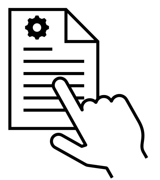 Illustration där hand pekar på ett papper med regler