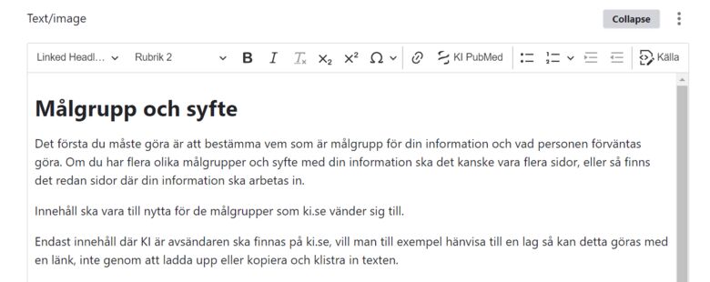 Text/blid-block på en sida.