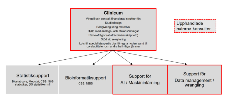 Figur 5 visar strukturen för metodstöd via Clinicum samt befintliga verksamheter.