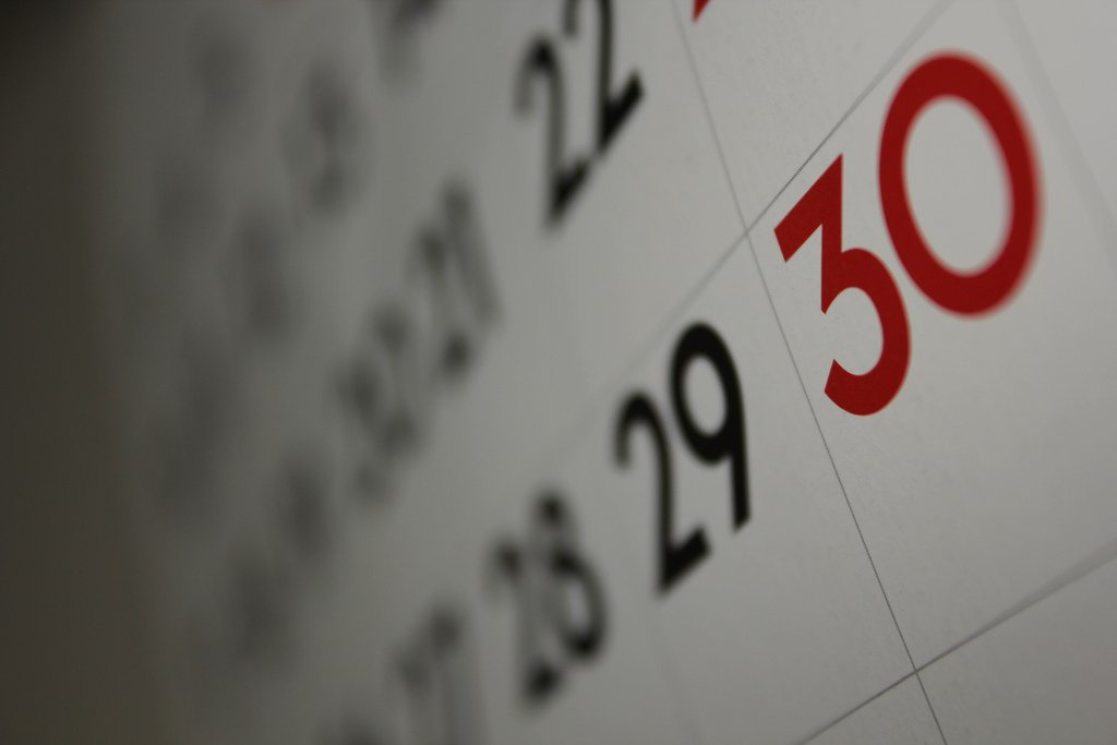 Dates on a calendar