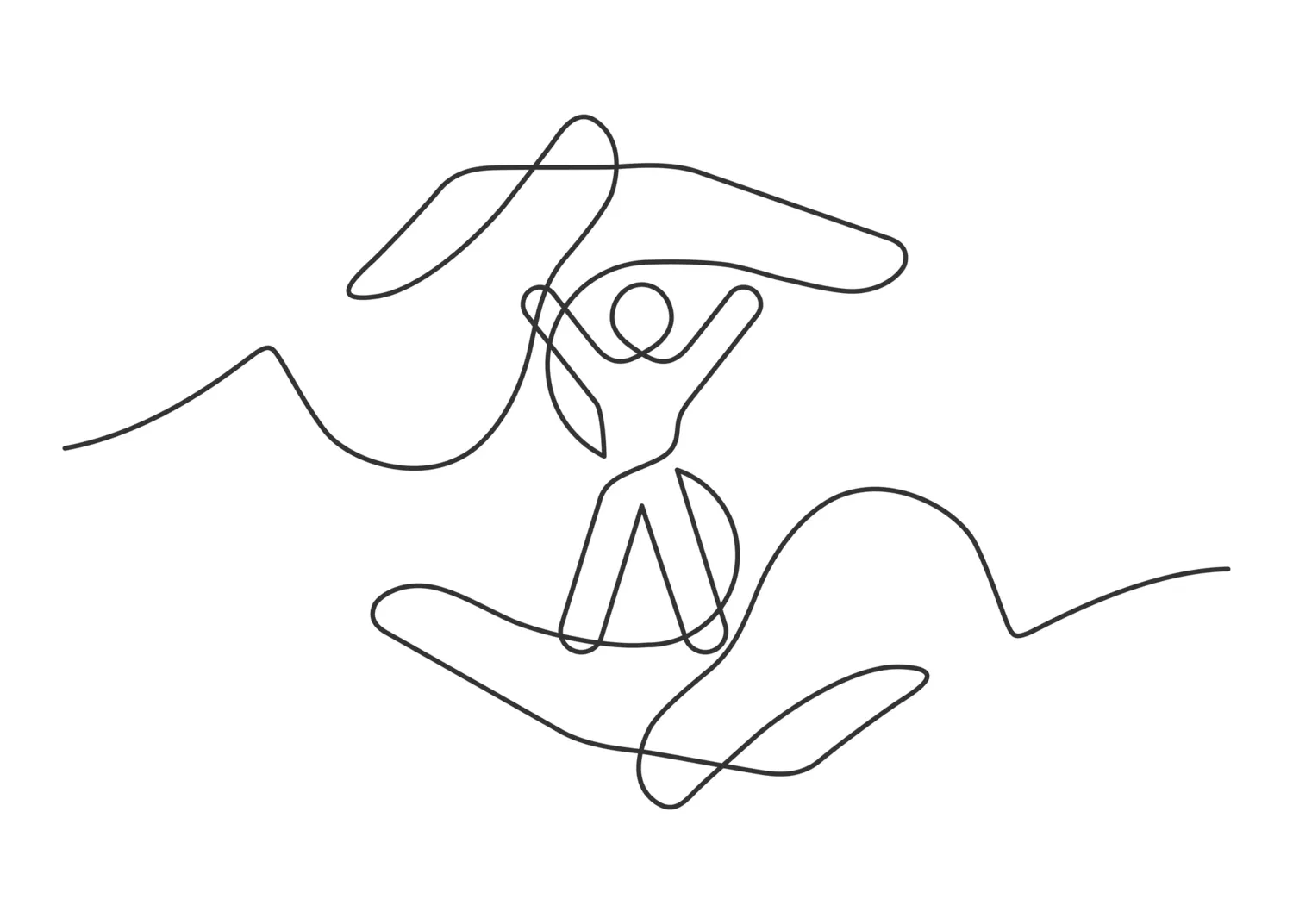 Grafisk illustration av en bok och en trygg person.