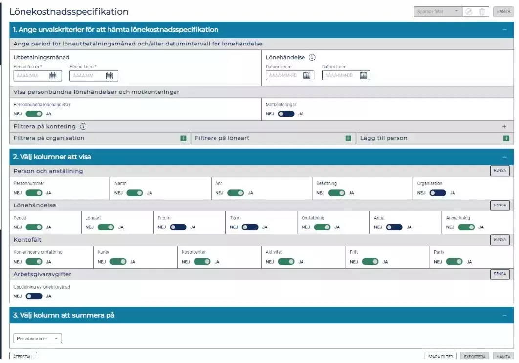 Lönekostnadsspecifikation