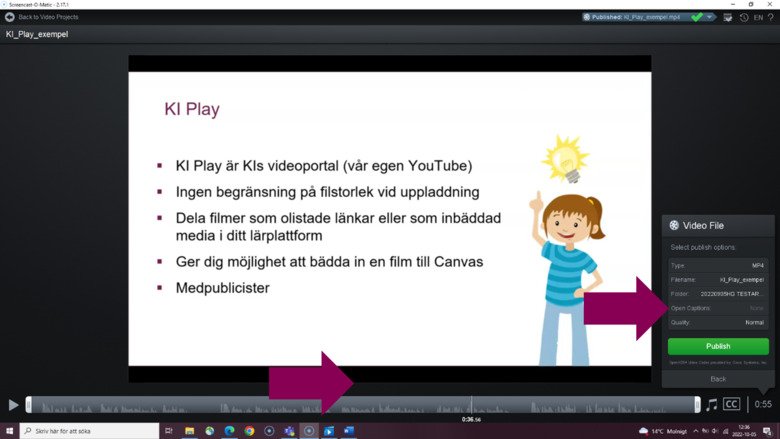 Visar hur man sparar MP4-filer för open och closed captions