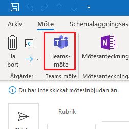 Add a link to an e-meeting via Teams in Outlook by clicking "Teams meeting".