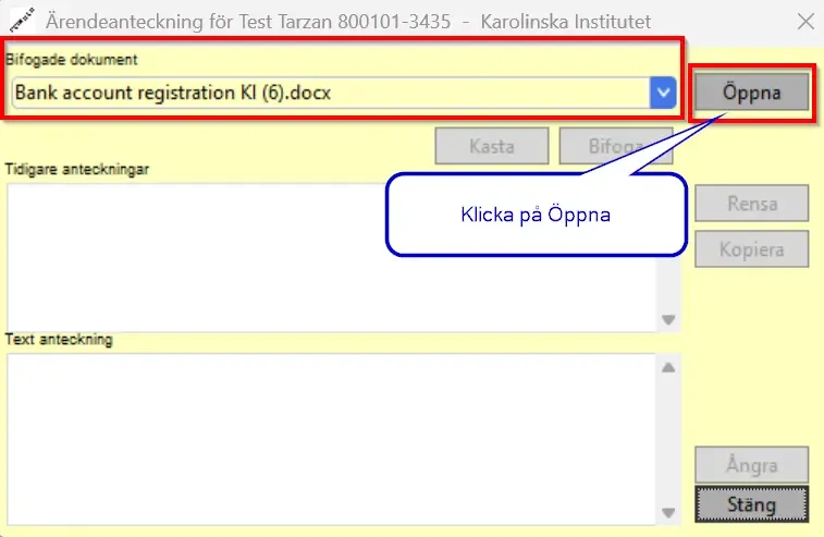 Öppna bilaga i Primula-klienten
