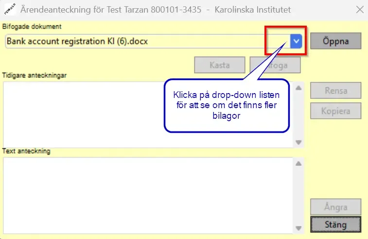 Öppna bilaga i Primula-klienten