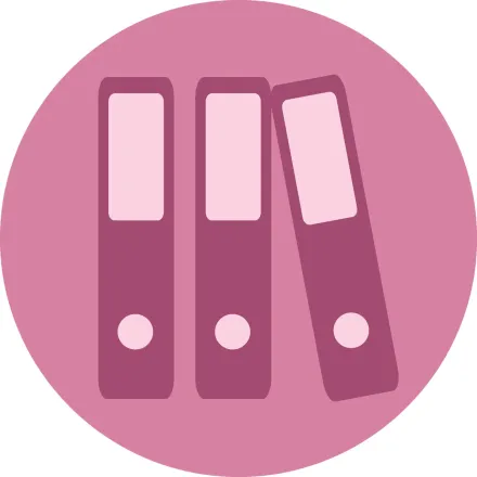 graphic illustration of three folders, the right one slightly tilted towards the middle one.