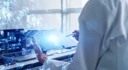 Dekorativ bild som illustrerar vetenskapligt teknikkoncept, laboratorium, forskning.