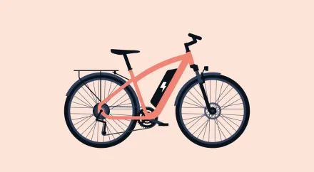 Tecknad bild av elcykel med batteri.